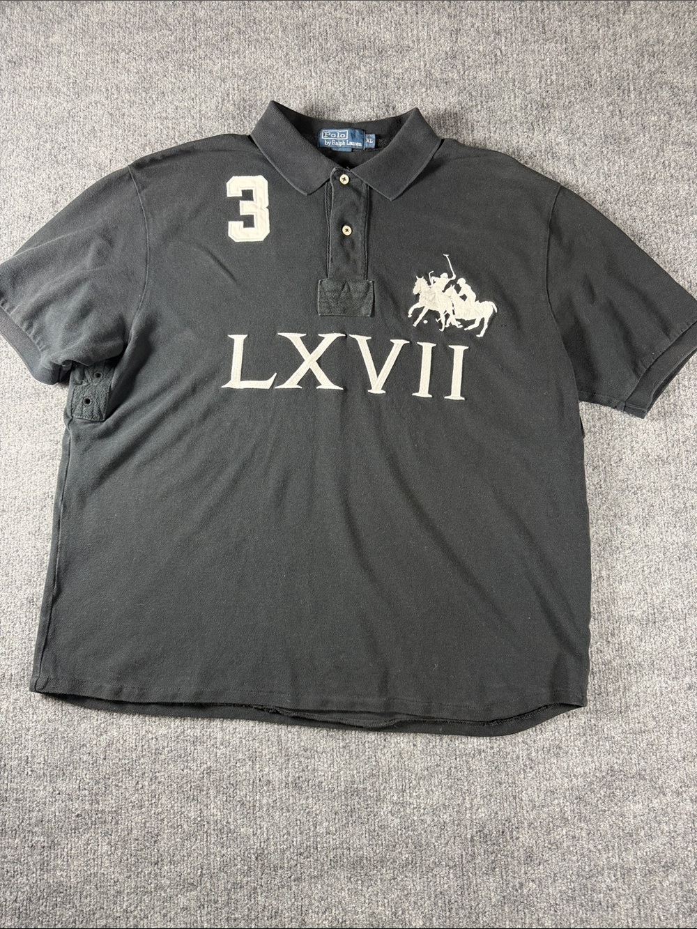 POLO RALPH LAUREN BIG LOGO LXVII BLACK WHITE T-SHIRT Y2K